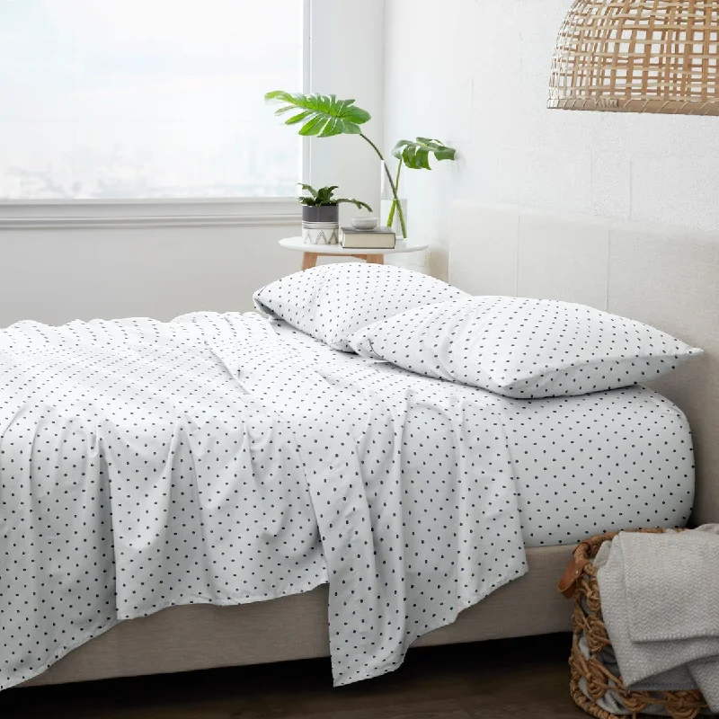 Jersey - Knit Sheets for a Comfortable and Casual BedBecky Cameron Dots Pattern 4 Piece Bed Sheets Set