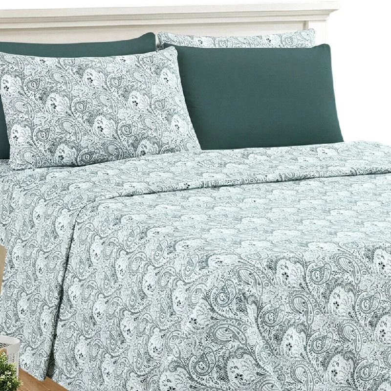 Twin - Size Sheet Sets with a Pillow ProtectorLuxury 6 Piece Bed Sheet Set 1800 Count Paisley Twin XL White Grey