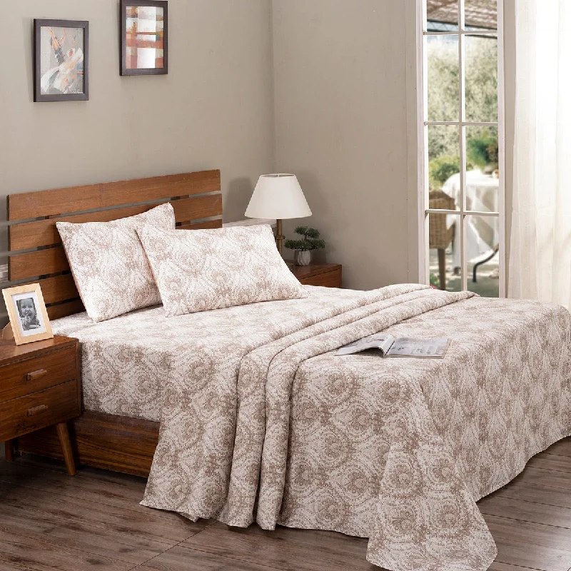 Flat Sheets with a High - Quality Finish for a Luxurious LookArt Nouveau Evan Printed 100% Cotton Brown Soft Bed Sheet