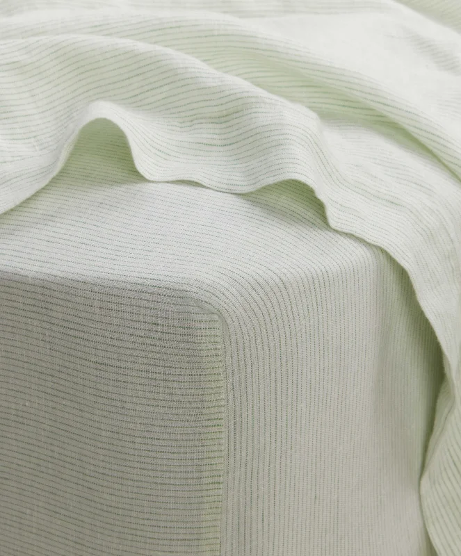 Quilted Cotton Sheets for a Warm and Inviting BedLinen Fitted Sheet - Fern Stripe