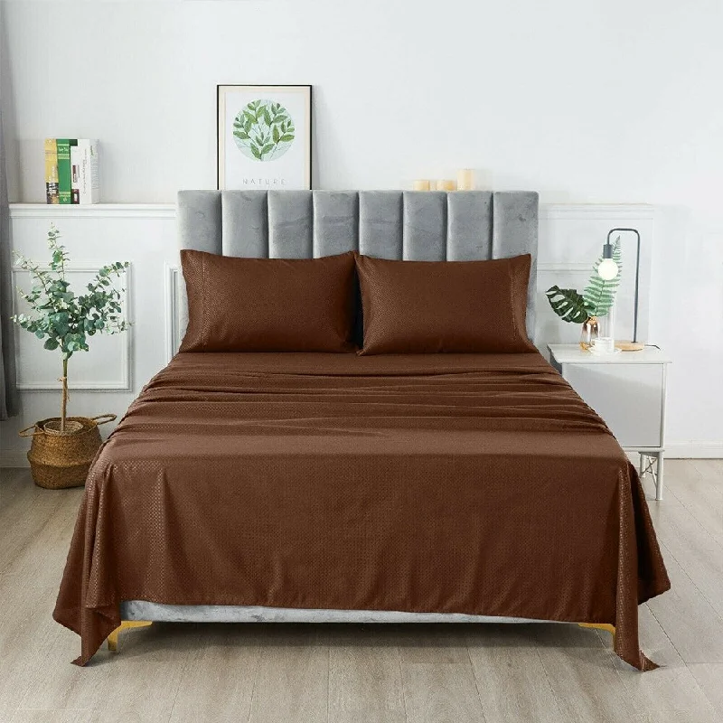 Sheet Sets with Multiple Pillowcase Options4 Piece Extra Deep Bedsheets Microfiber Hotel Quality Full Chocolate