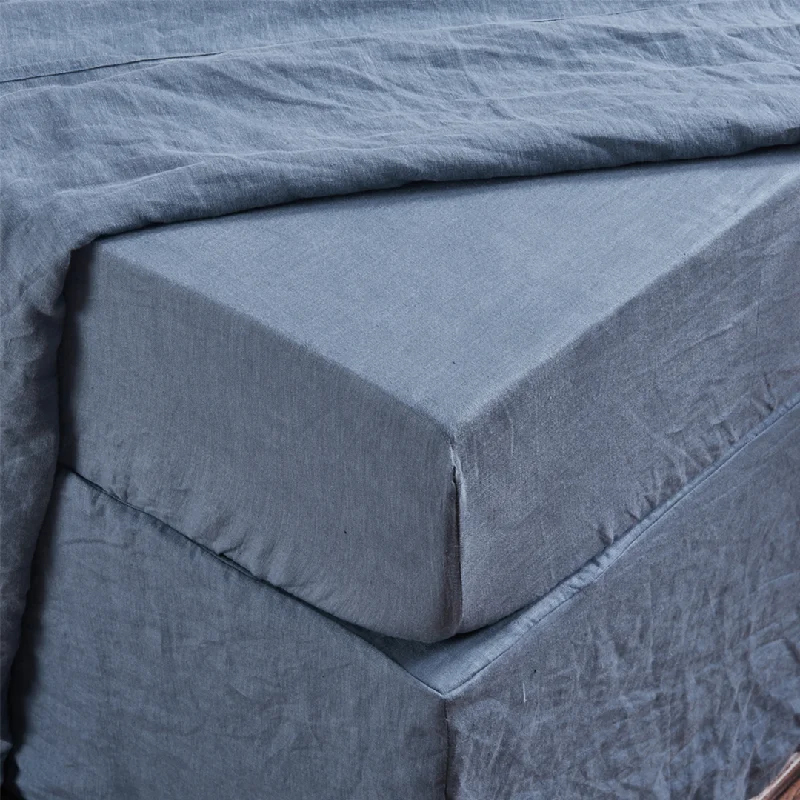 Linen - Cotton Blend Sheets for a Natural and Versatile OptionLinen Fitted Sheet French Blue