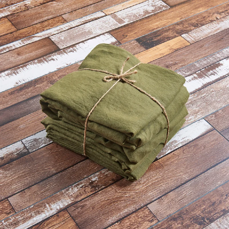 Moisture - Wicking Cotton Sheets for a Dry and Comfortable Sleep100 % Linen Sheets Set Green Olive