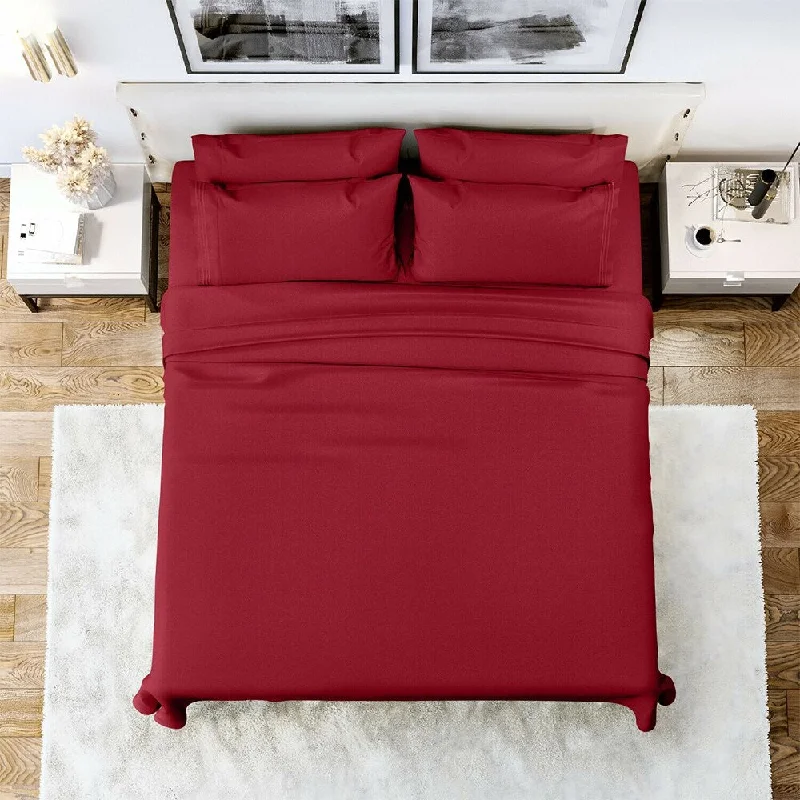 Jersey - Knit Sheets for a Comfortable and Casual Bed6 Piece Sheet Set 1800 Series Egyptian Deep Pocket Full Burgundy