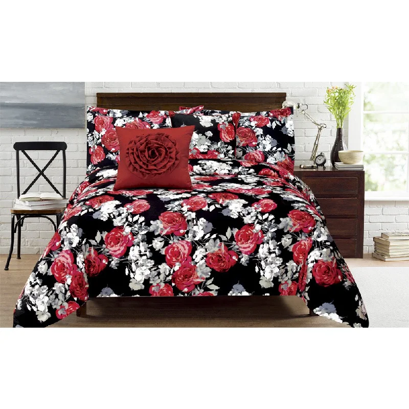 Full - size comforters suitable for full - sized beds in guest rooms or small bedroomsAmerican Beauty Red 5-piece Comforter Set