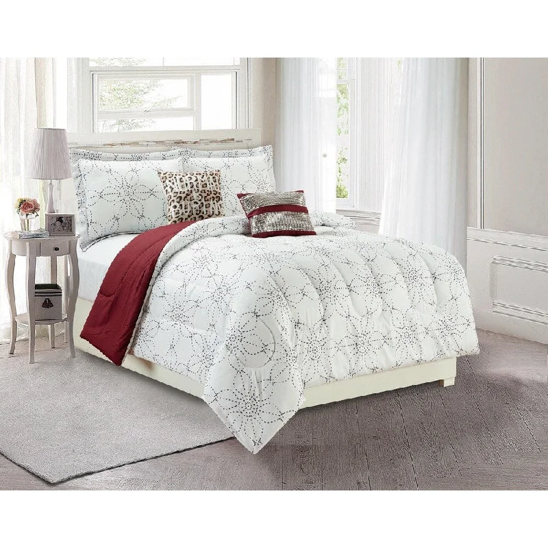 Microfiber - filled comforters that are lightweight and easy to care forArtistic Linen Rihanna 5-piece Comforter Set with Two Fun Decorative Pillows