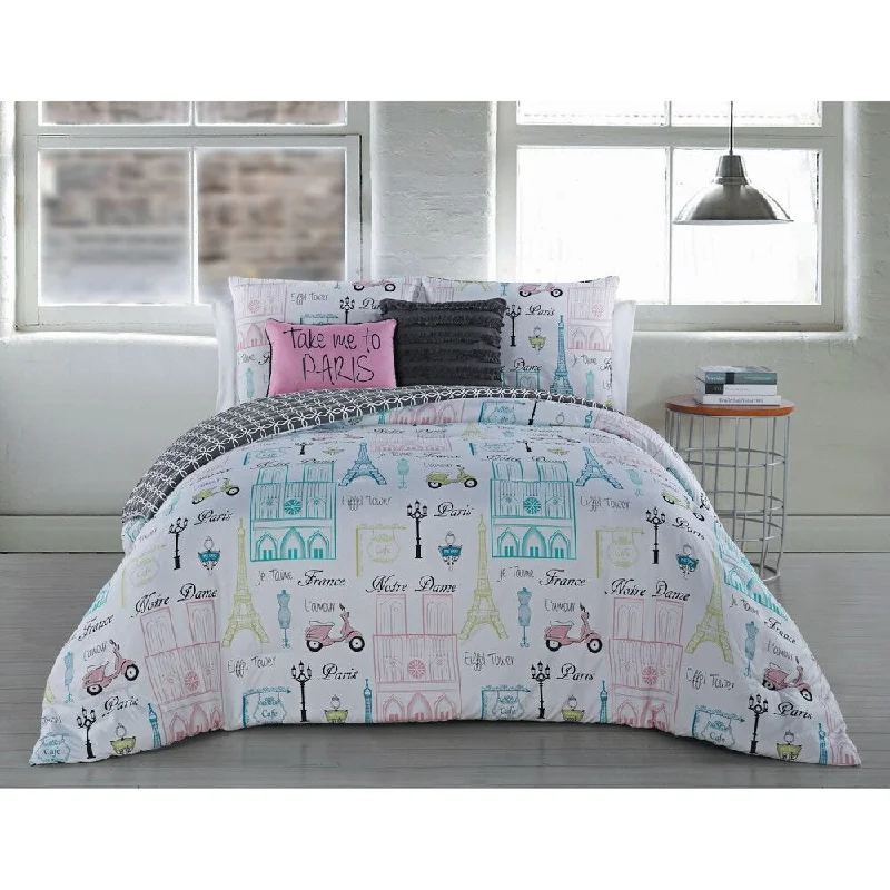 Bamboo - fiber - filled comforters with antibacterial and breathable qualitiesAvondale Manor Dominique 5-piece Paris Themed Comforter Set