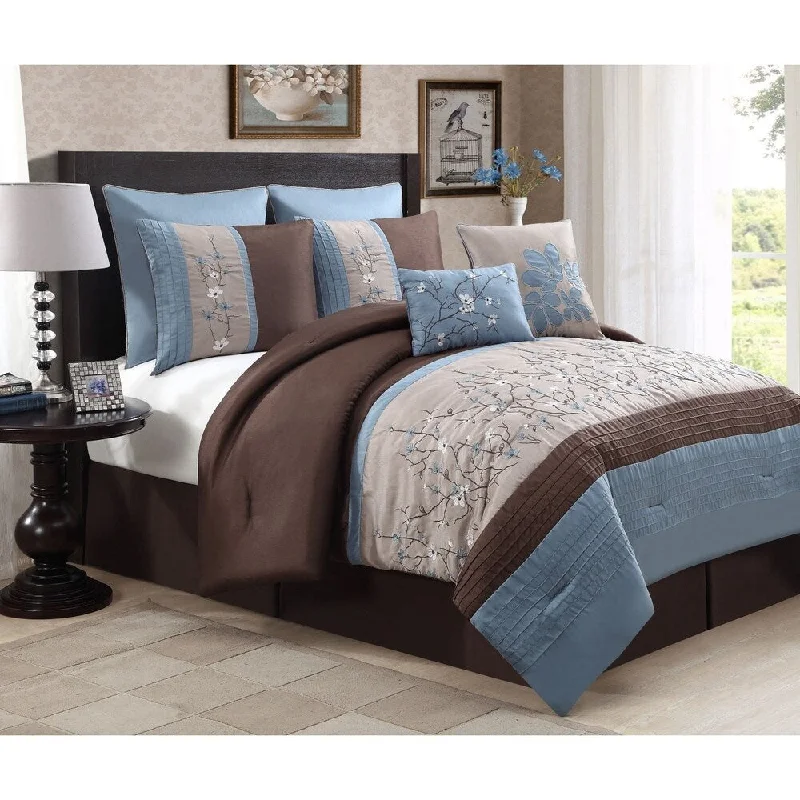 Synthetic - filled comforters like polyester for affordability and hypoallergenic propertiesAvondale Manor Sakura 8-piece Embroidery Comforter Set