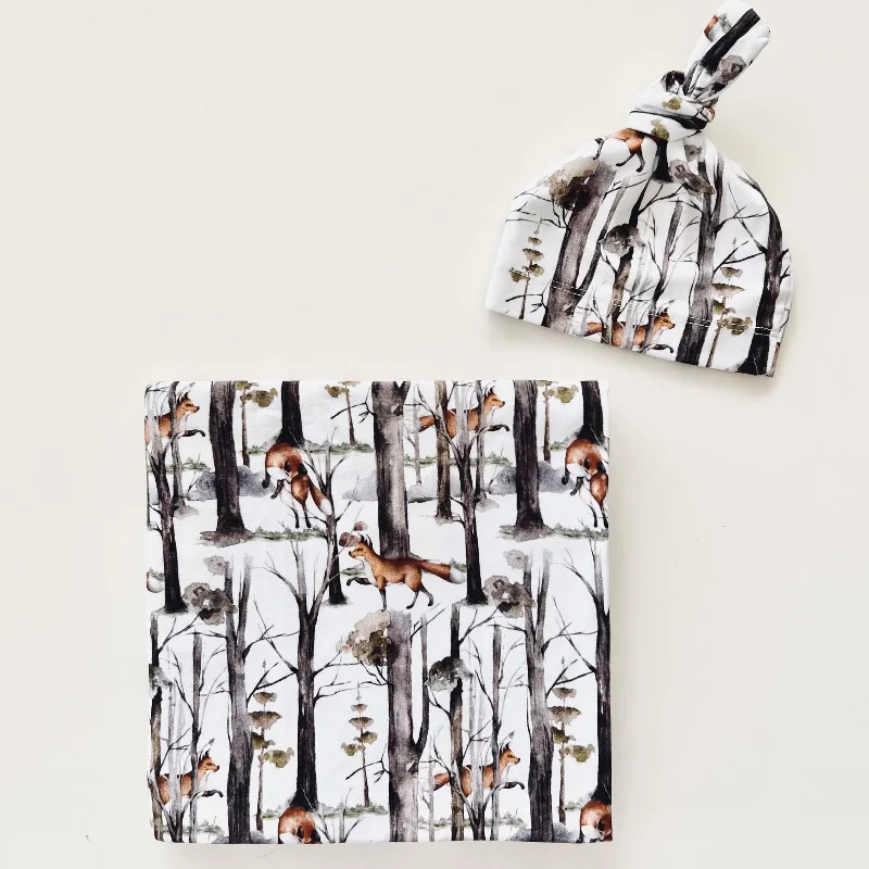 Recycled polyester blankets for an eco - conscious optionBaby Wrap Set - Fox Hunt