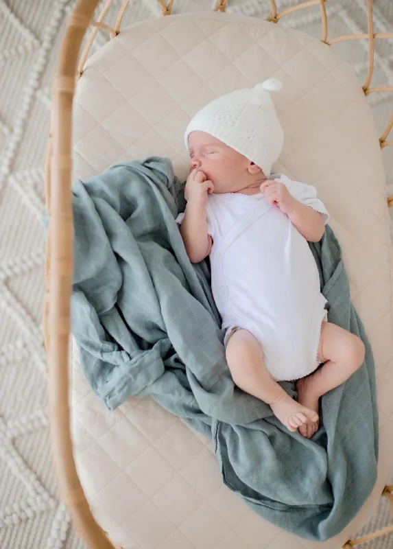 Cotton blankets for breathability and a lightweight feelBambella Designs Bamboo Cotton Muslin Swaddle Wrap - Nordic Sea