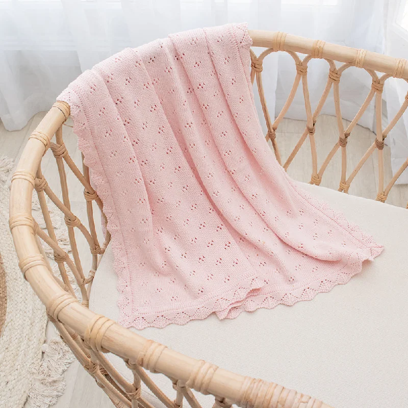 King - size blankets to cover large beds comfortablyBamboo Cotton Heirloom Blanket - Blush