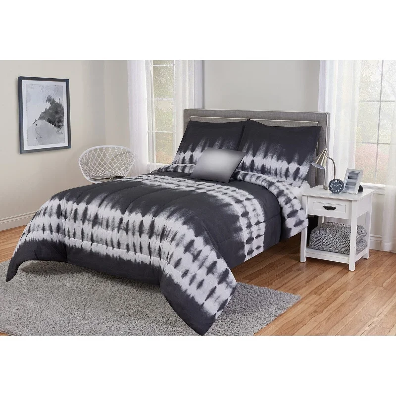 Microfiber - filled comforters that are lightweight and easy to care forBlack and White Tie Dye Reversible Comforter