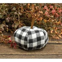 Black & White Gingham Stuffed Pumpkin 3"