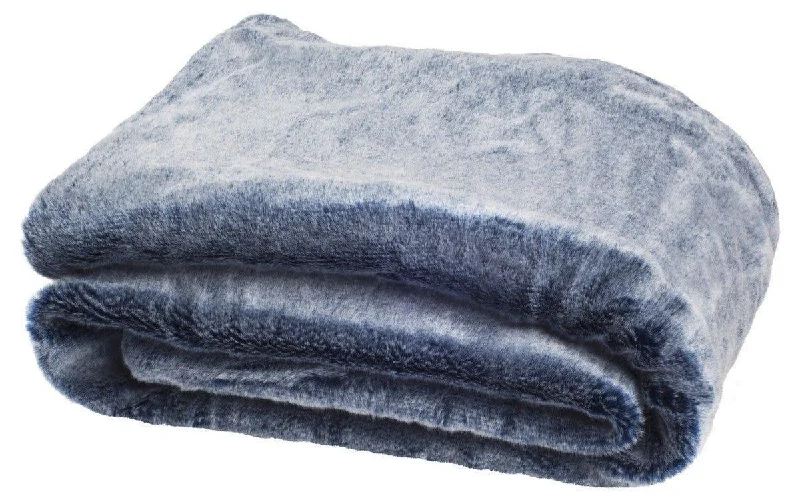 Chenille blankets with a thick and fuzzy textureBlue and White Plush Throw Blanket