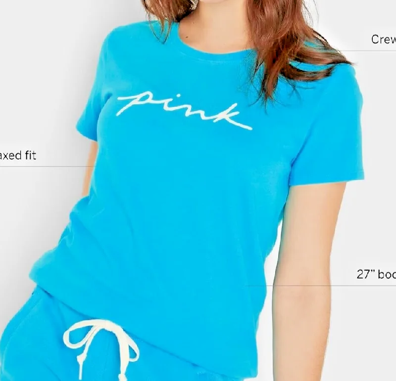 VS Pink Everyday Tee Shirt Teal Gradient Script Logo