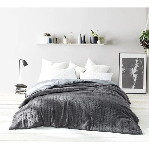 Bamboo - fiber - filled comforters with antibacterial and breathable qualitiesBYB Granite Gray Cable Knit Comforter (Shams Not Included)