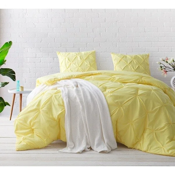 Silk - filled comforters for a luxurious and smooth touchBYB Limelight Yellow Pin Tuck Comforter Set