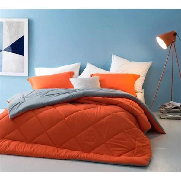 Down - filled comforters for supreme warmth and lightnessBYB Orange/Grey Reversible Comforter (Shams Not Included)