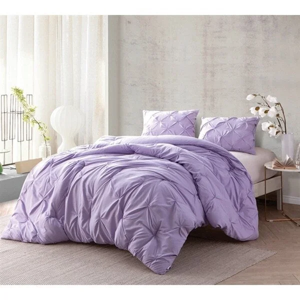 Microfiber - filled comforters that are lightweight and easy to care forBYB Orchid Petal Pin Tuck Comforter Set