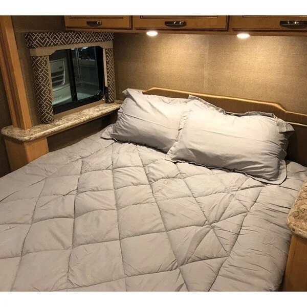 King - size comforters to fit large king - sized beds perfectlyBYB Short Queen Comforter - RV Bedding - Glacier Gray Alloy