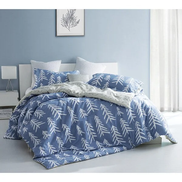 Latex - filled comforters with a bouncy texture and good supportBYB Smoke Blue Nights Scandinavian-Style Tree Print Comforter (Shams Not Included)