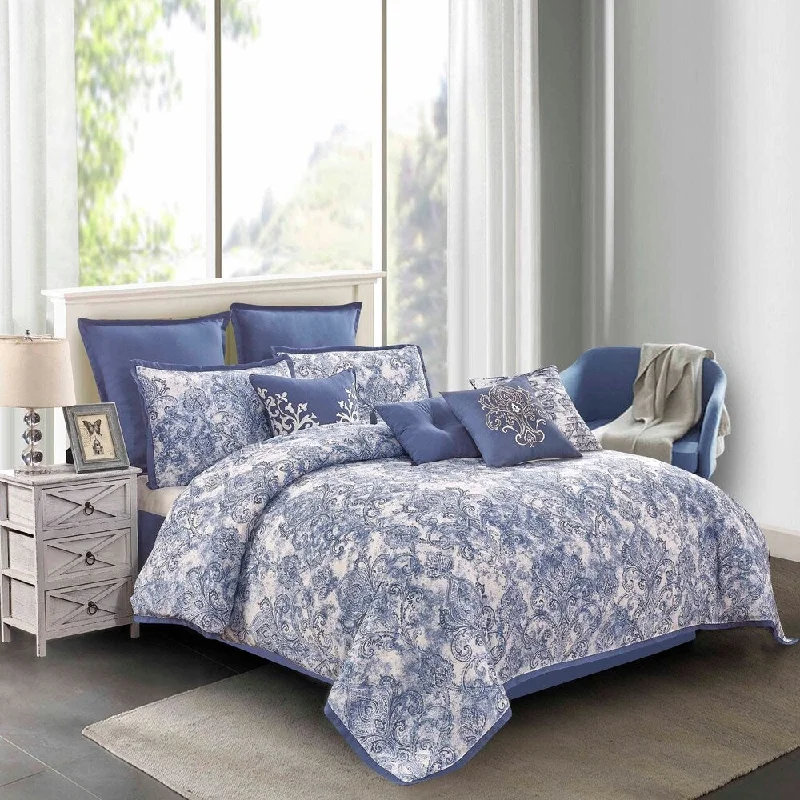 Wool - filled comforters with natural moisture - wicking and temperature - regulating featuresCeleste Printed Comforter Set in Blue