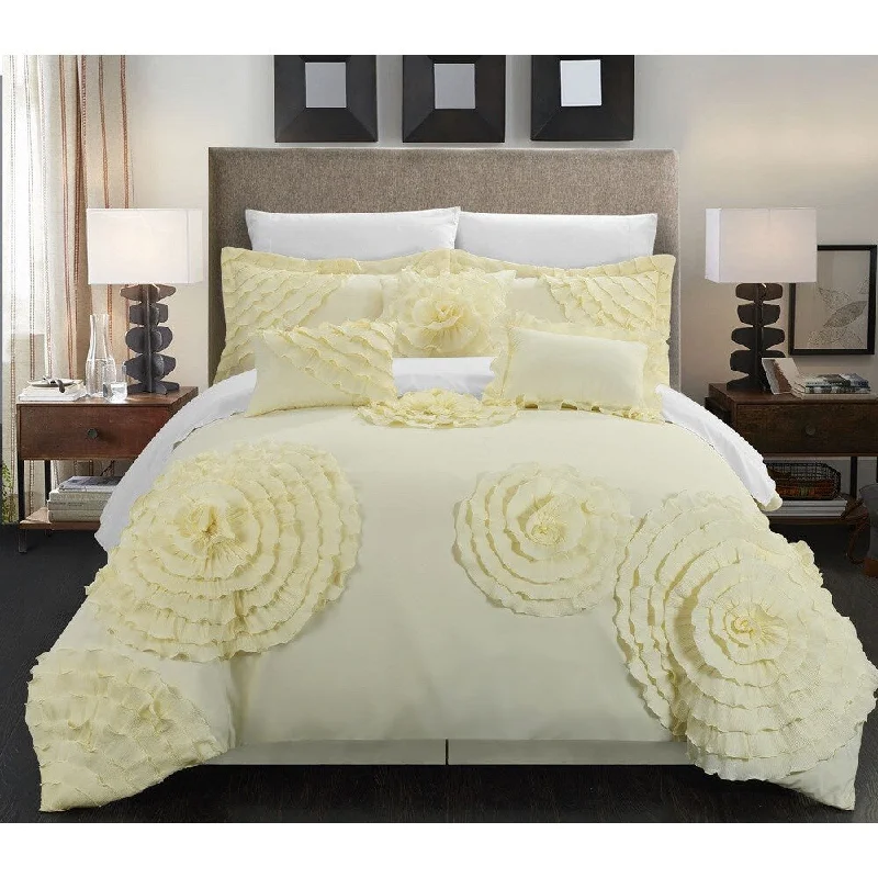 Silk - filled comforters for a luxurious and smooth touchChic Home 11-piece Buxton Beige Oversized Comforter Set