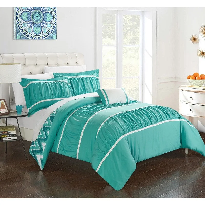 King - size comforters to fit large king - sized beds perfectlyChic Home 4-Piece Brooks Turquoise Comforter Set