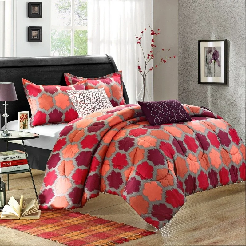 Down - filled comforters for supreme warmth and lightnessChic Home Theo 5-Piece Luxury Reversible Comforter Set