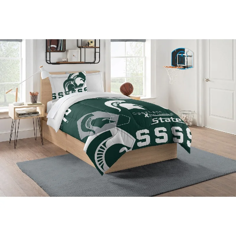 Duck down comforters with a softer feel and good warmth retentionCOL 849 Michigan State Hexagon Take F/Q Comforter Set