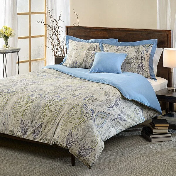 Queen - size comforters for standard queen - sized mattressesComosetti Woodlawn Blue Paisley Reversible Cotton 5-piece Comforter Set