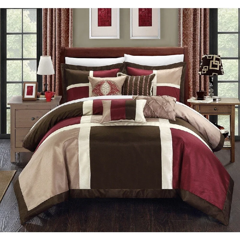 Silk - filled comforters for a luxurious and smooth touchCopper Grove Minesing Burgundy 7-piece Comforter Set