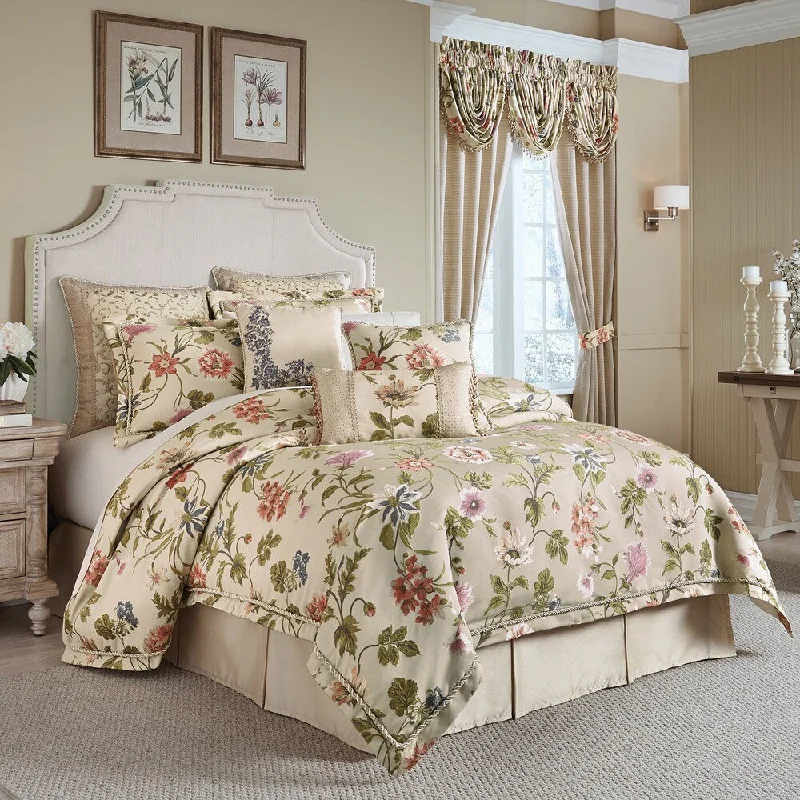 Full - size comforters suitable for full - sized beds in guest rooms or small bedroomsCroscill Daphne Jacquard Woven Floral 4-piece Comforter Set