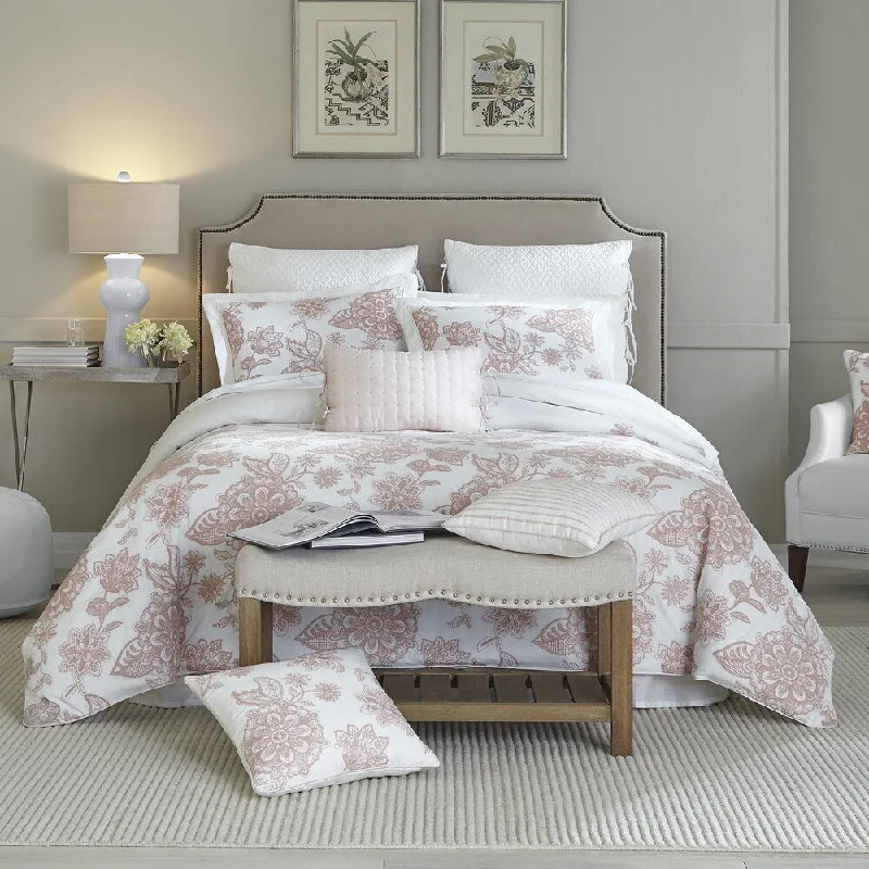 Goose down comforters known for their superior quality and insulationCroscill Fiona Blush Embroidered Cotton 4 Piece Comforter Set