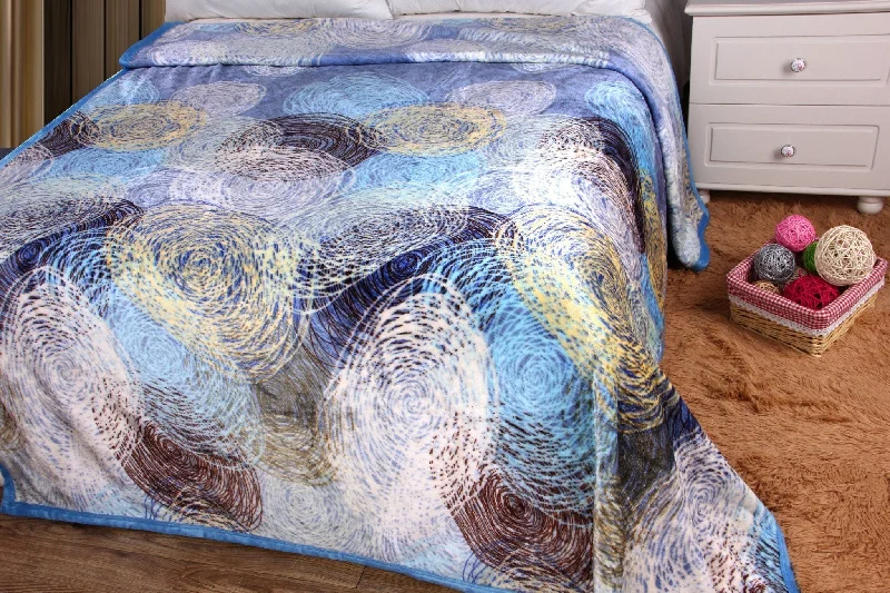 Microfiber blankets that are durable and easy to care forDaDa Bedding Swirly Navy Blue Lagoon Abstract Mink Flannel Fleece Throw Blanket (XY9897)