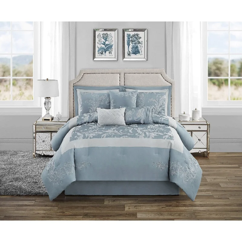 Goose down comforters known for their superior quality and insulationDamask Blue