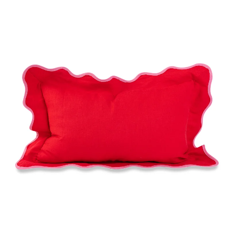 Synthetic fiber blend blankets for a budget - friendly choiceDarcy Linen Lumbar Pillow in Cherry + Light Pink