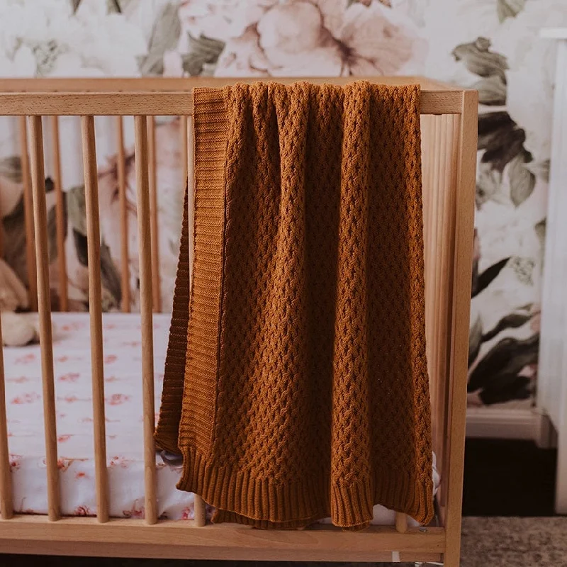 Synthetic fiber blend blankets for a budget - friendly choiceSnuggle Hunny Diamond Knit Baby Blanket - Bronze