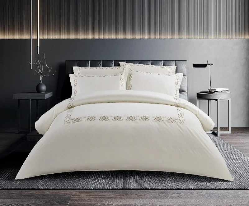 California king - size duvet covers for the extra - long and wide California king bedsDonato Cream/Stone  Duvet Cover