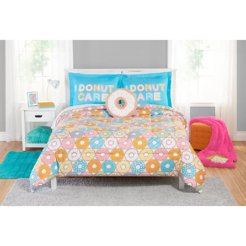 King - size comforters to fit large king - sized beds perfectlyDonut comforter & sham set with decorative pillow - Multi-color