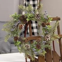 Dusty Blue Berry & Pine Wreath