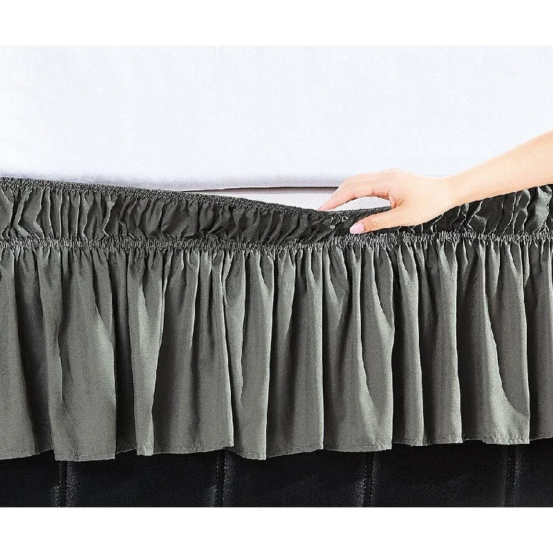 Elegant Comfort Luxury Wrinkle Resistant -Wrap Around Style- Elastic Bed Wrap Ruffled Bed Skirt 16inch Drop