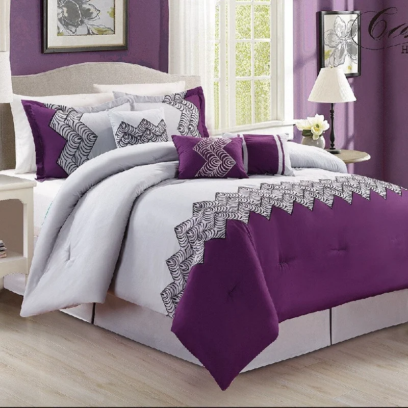 Duck down comforters with a softer feel and good warmth retentionFashion Street Emparial 7-piece Embroidered Comforter Set