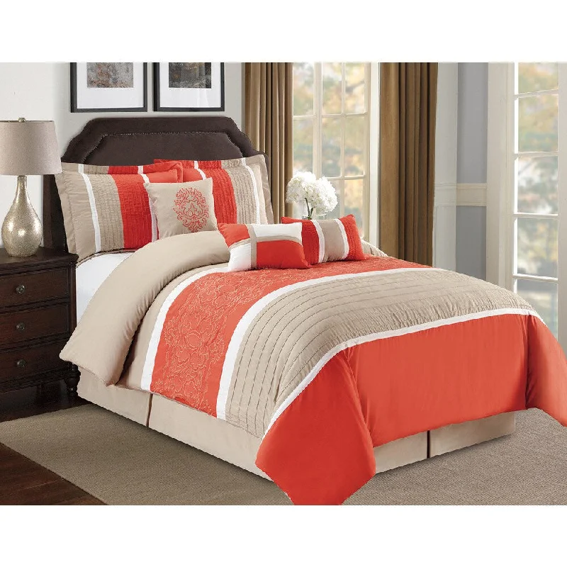 Duck down comforters with a softer feel and good warmth retentionFashion Street Famatta Embroidered 7-piece Comforter Set