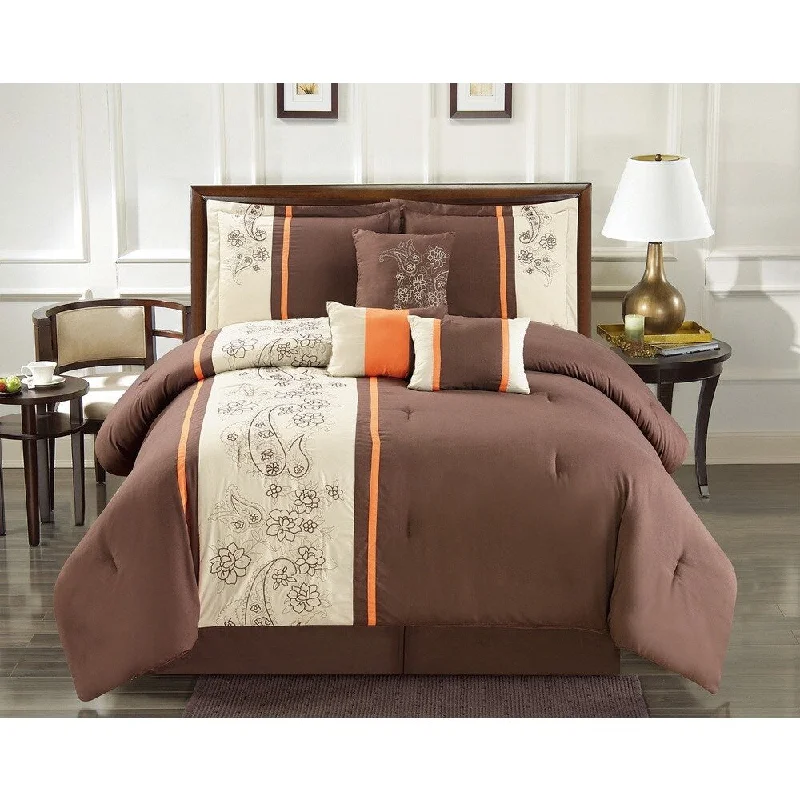 Queen - size comforters for standard queen - sized mattressesFashion Street Gibby Embroidered 7-piece Comforter Set