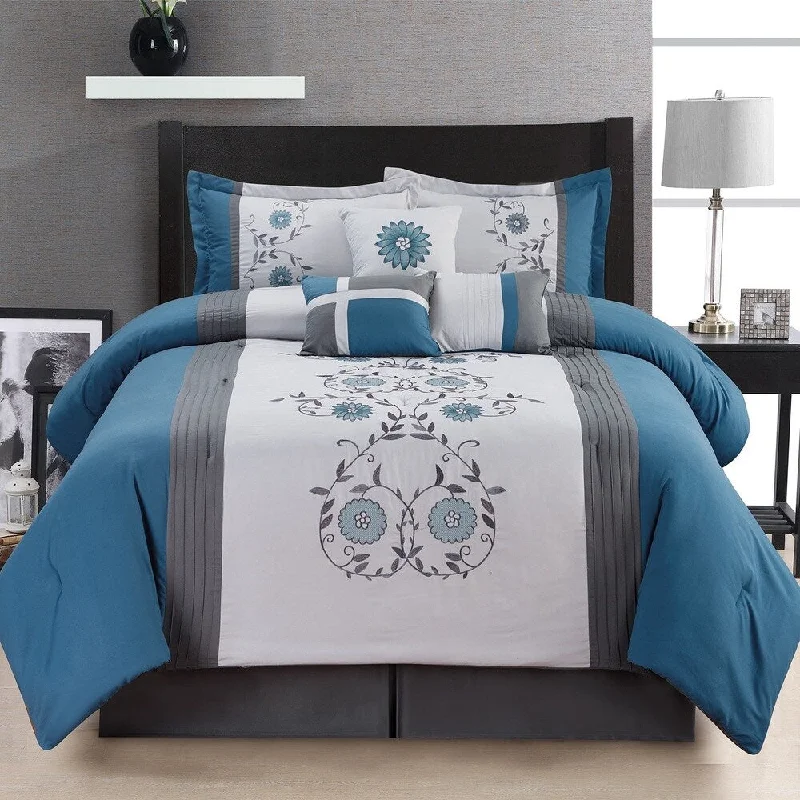 Cotton - filled comforters for a breathable and natural sleep experienceFashion Street San Marco Embroidered 7-piece Comforter Set