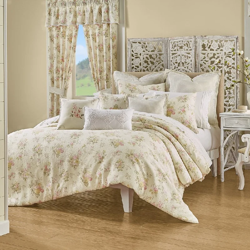 Duck down comforters with a softer feel and good warmth retentionFive Queens Court Jocelyn Cottage Floral 3 Piece Comforter Set