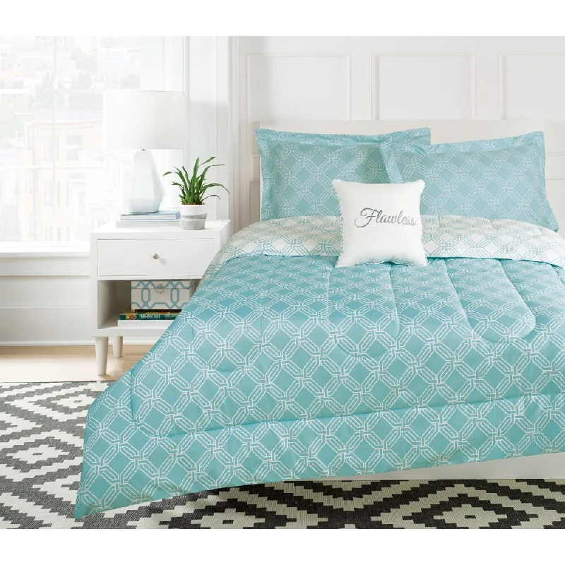 King - size comforters to fit large king - sized beds perfectlyFlawless Teal Reversible Comforter Set with Decorative Pillow