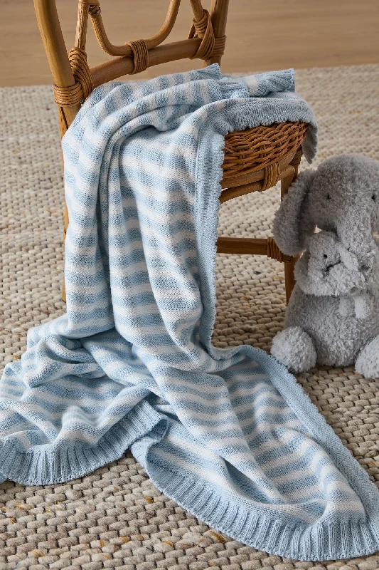 Linen blankets with a rustic and textured lookFoxford Blue Stripe Cotton Baby Blanket