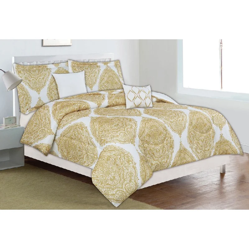 Latex - filled comforters with a bouncy texture and good supportHome Dynamix Classic Trends Collection Golden Palace 5-piece Comforter Set